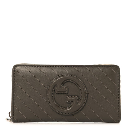 Gucci Sakai Be Green Calfskin Diagonal Stitched Blondie Zip Wallet Cuir 1 of 7