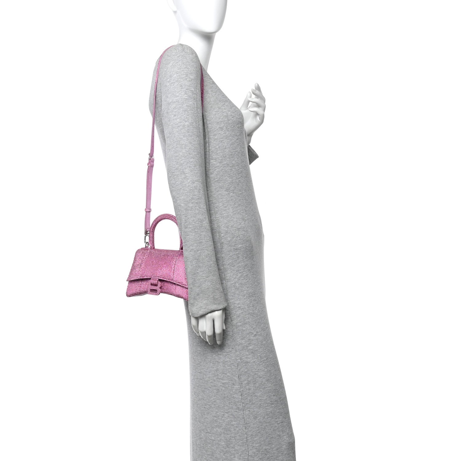 Balenciaga Strass Suede Hourglass Top Handle Bag XS Pink 2 of 11