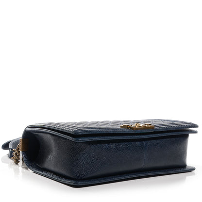 Chanel Caviar Quilted Medium Boy Flap Navy 4 of 9