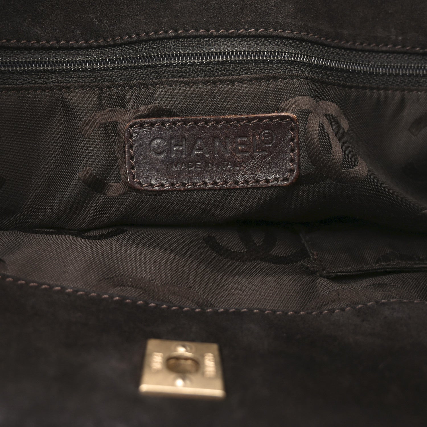 Chanel Suede Quilted Shopping Tote Brown 5 of 13