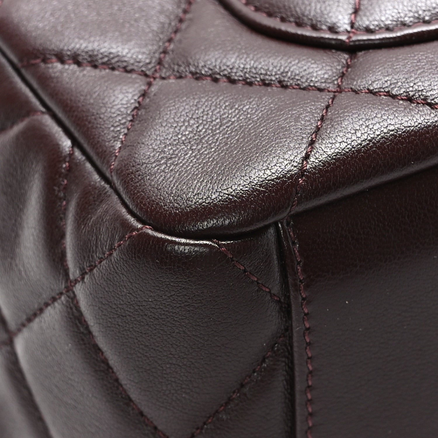 Chanel Lambskin Quilted Mini Wenge Wood Bowling Bag Burgundy 10 of 11