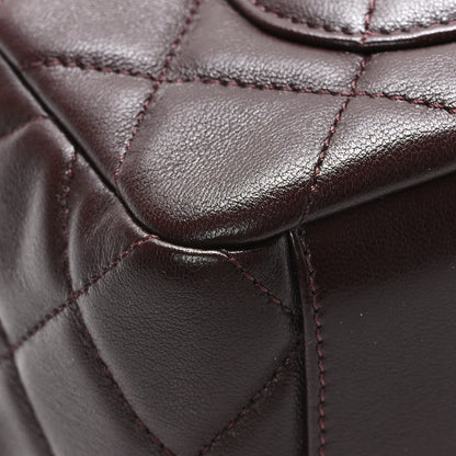 Chanel Lambskin Quilted Mini Wenge Wood Bowling Bag Burgundy 10 of 11