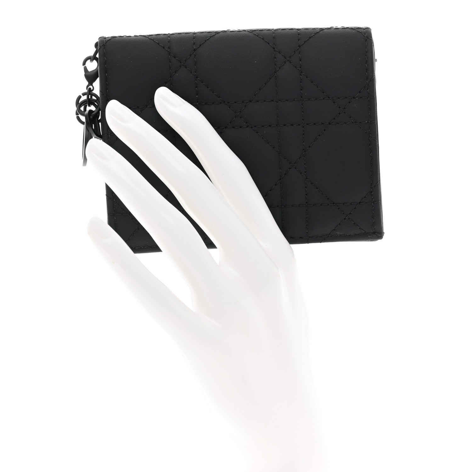 Christian Dior Ultra Matte Calfskin Small Lady Dior Flap Card Holder Black 2 of 7