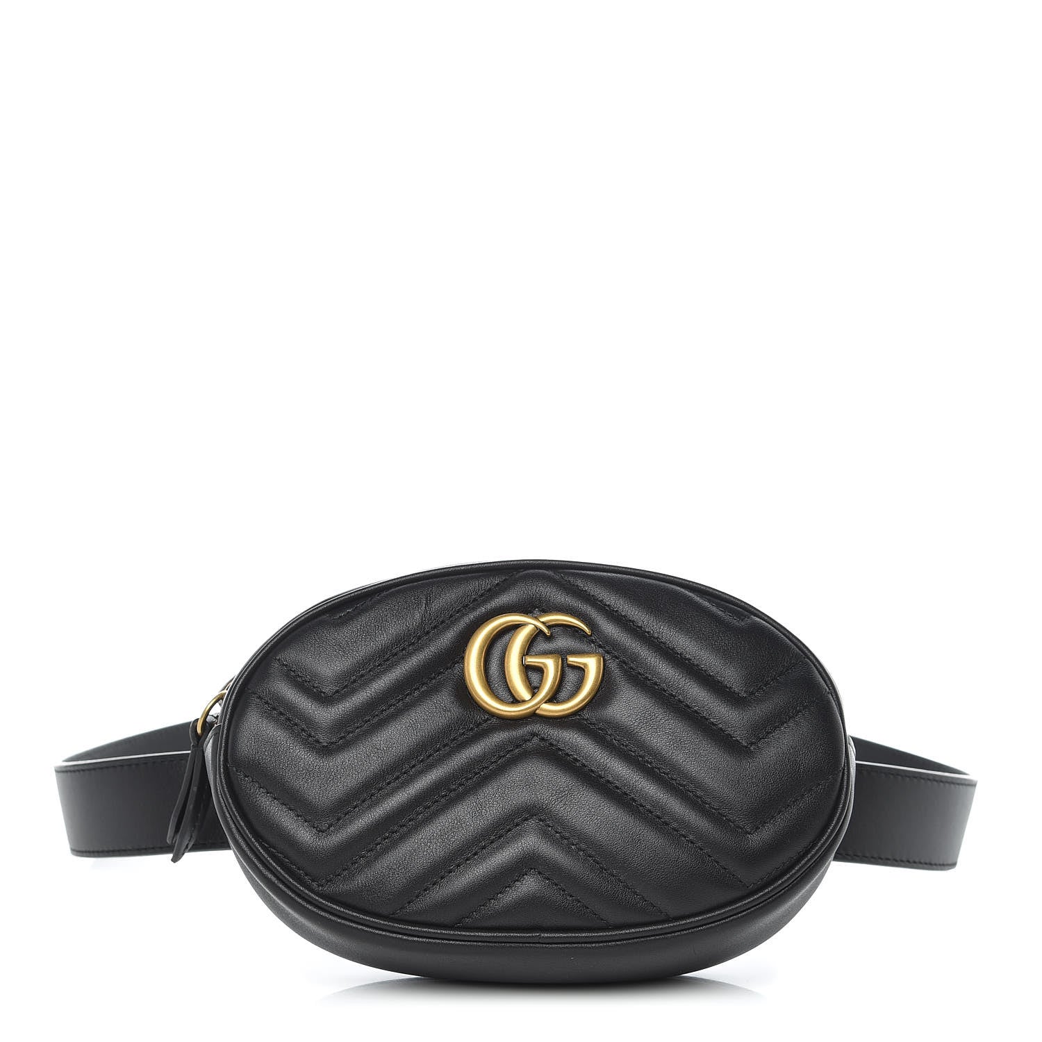Gucci Calfskin Matelasse GG Marmont Belt Bag 85 34 Black 1 of 10