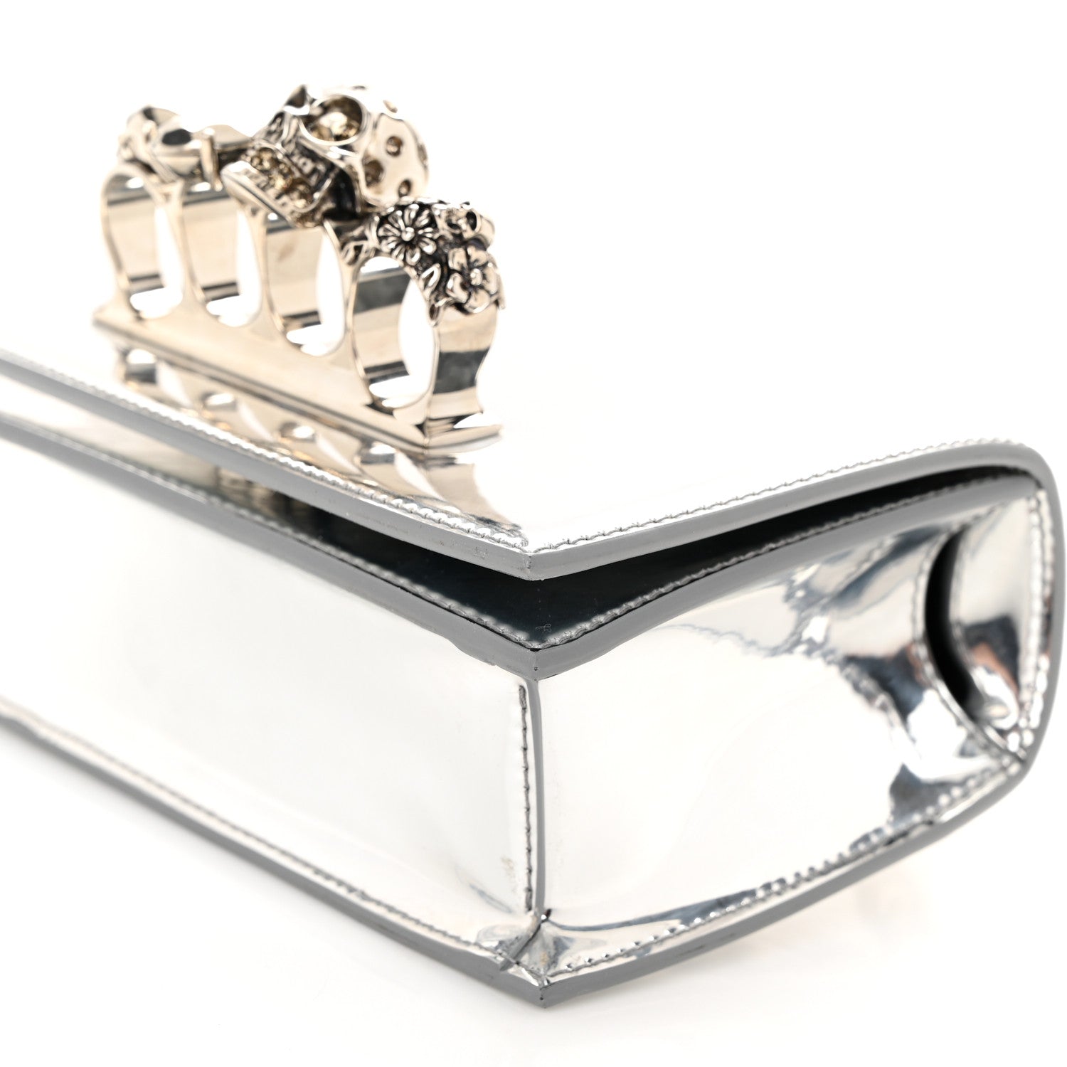 Alexander McQueen Metallic Lambskin Quilted Knuckle Shoulder Bag Silver 9 of 10