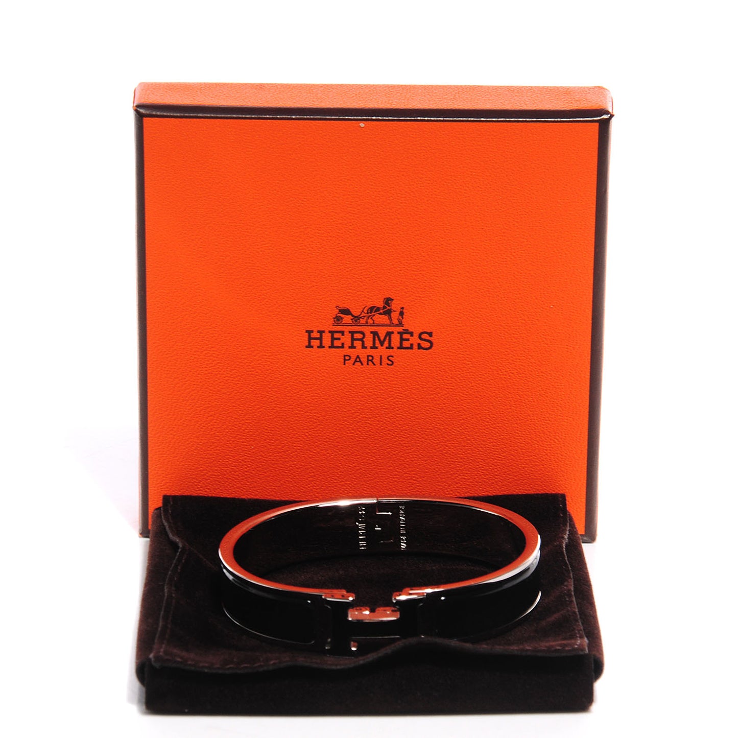 Enamel Narrow Clic Clac H Bracelet PM Black