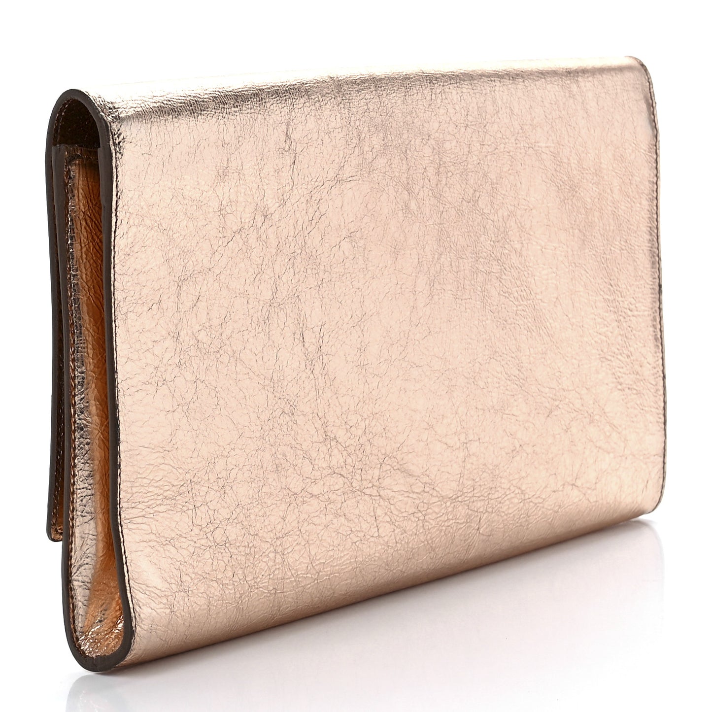 Metallic Calfskin Large Belle De Jour Clutch Rose Gold