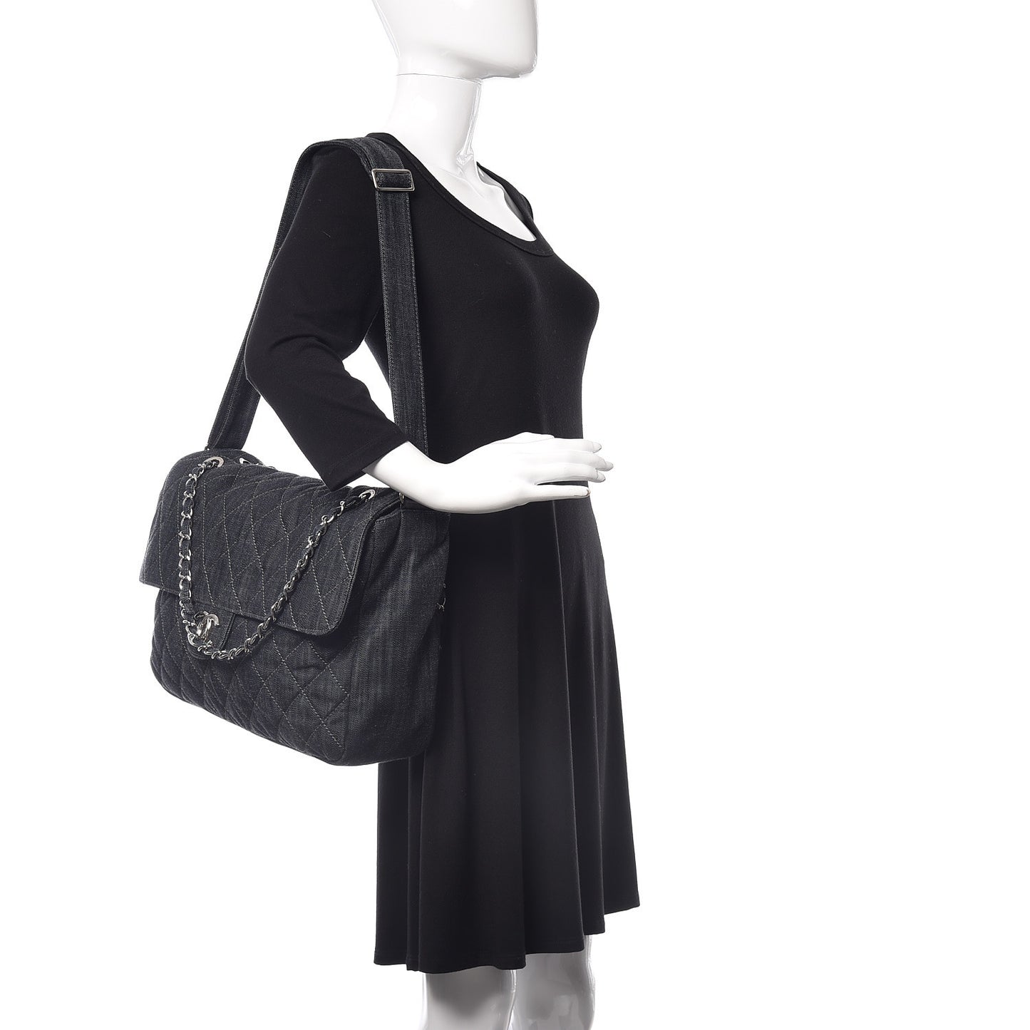 Denim Quilted Stretch Spirit Messenger Bag Dark Blue