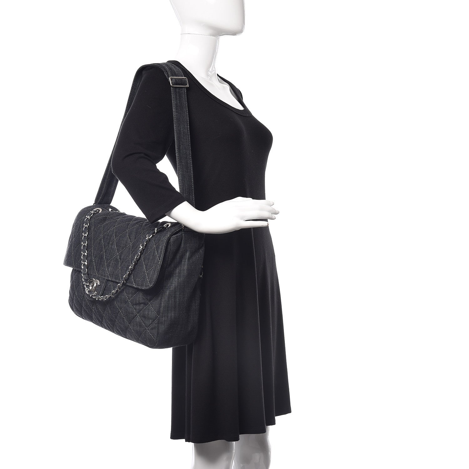 Chanel Denim Quilted Stretch Spirit Messenger Bag Dark Blue 3 of 11