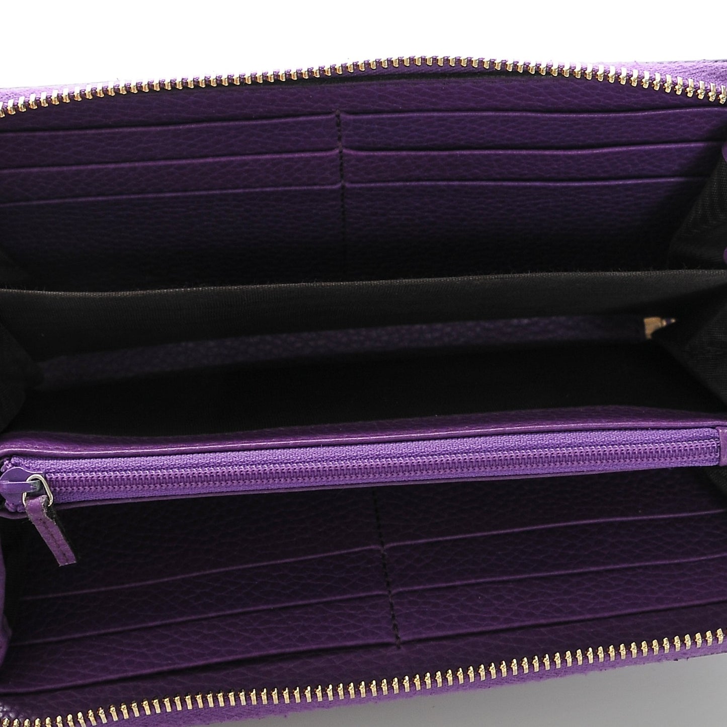 Pebbled Calfskin Soho Zip Around Wallet Shine Purple