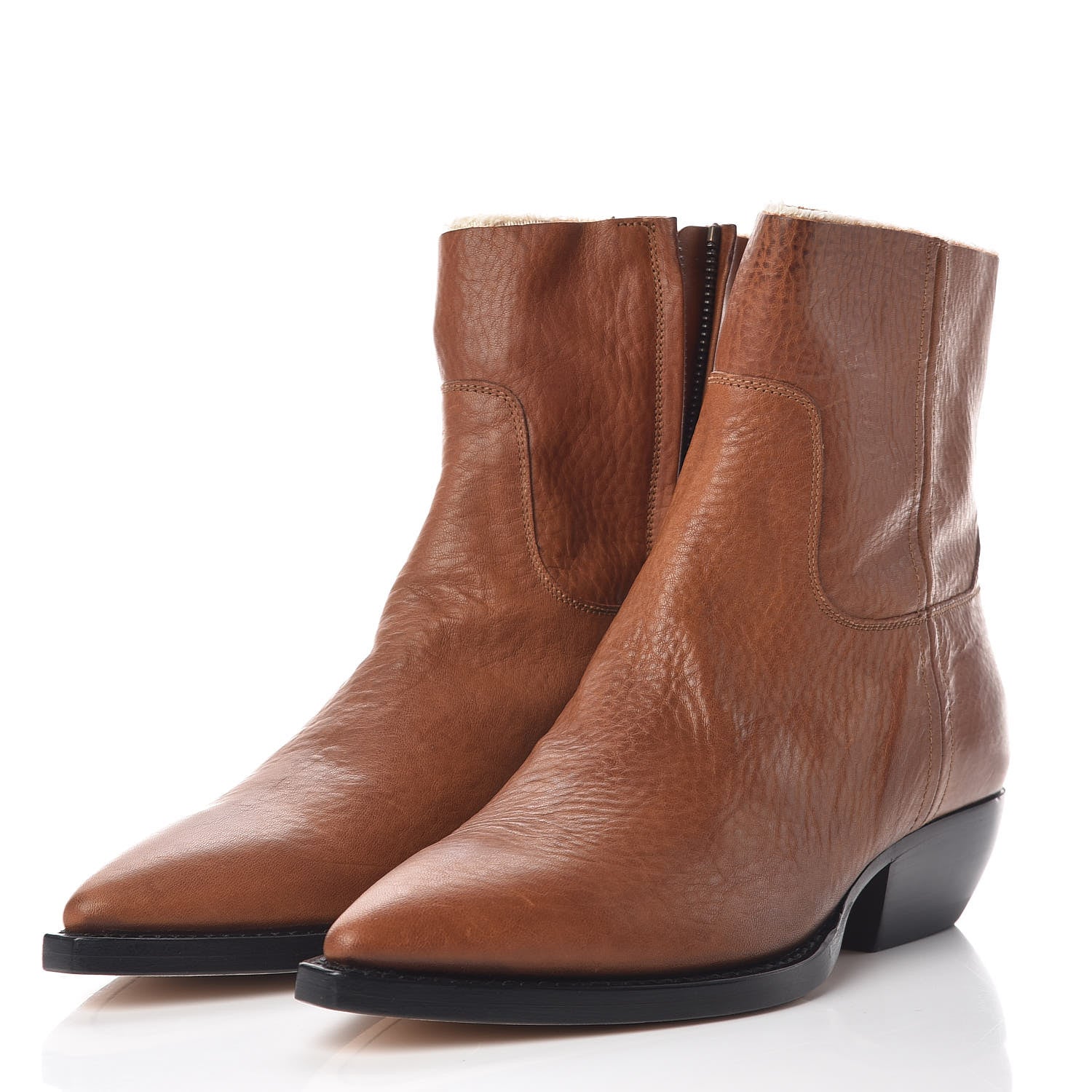 Saint Laurent Calfskin Theo Ankle Boots 38.5 Cognac 3 of 16