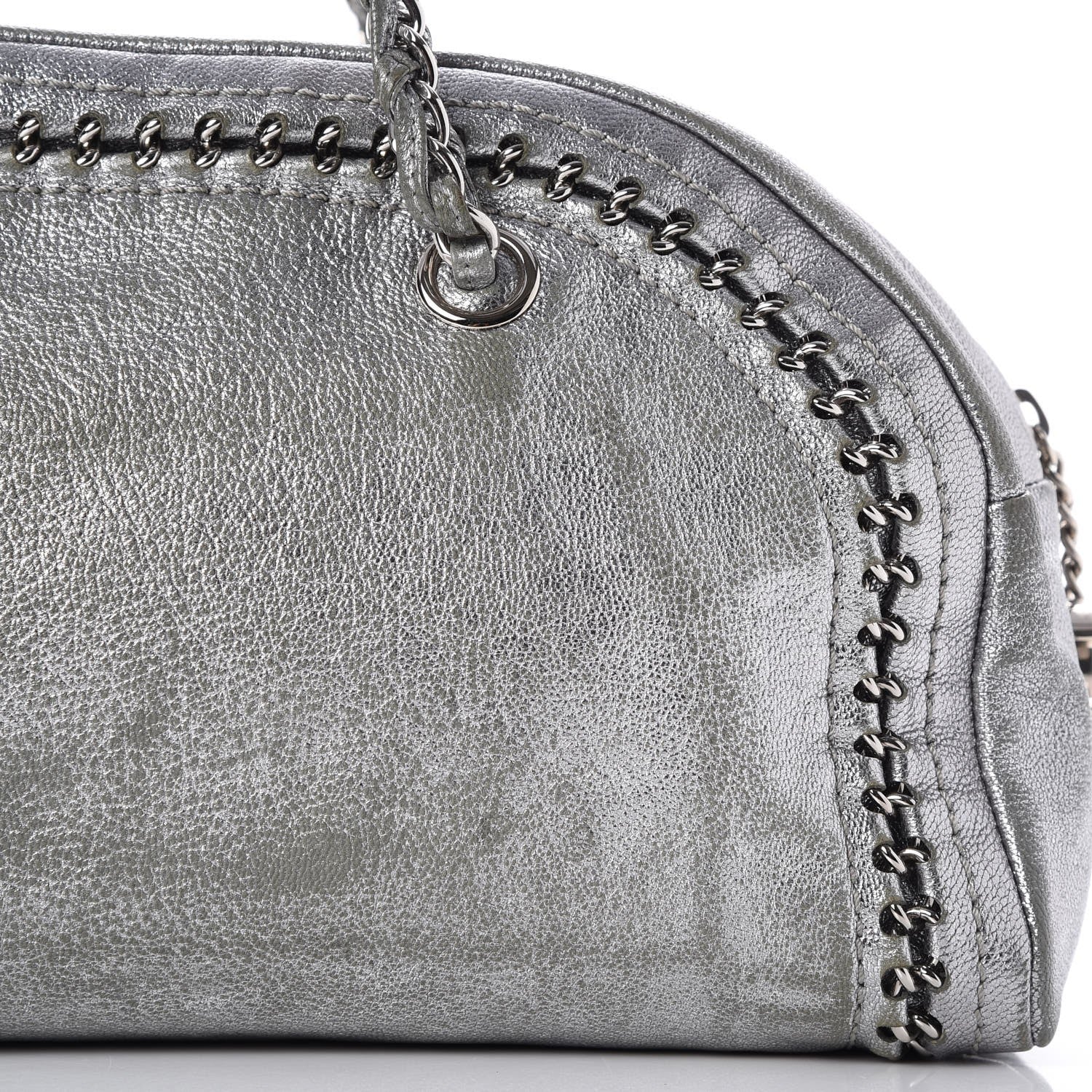 Chanel Metallic Goatskin Medium Luxe Ligne Bowler Tote Silver 21 of 23