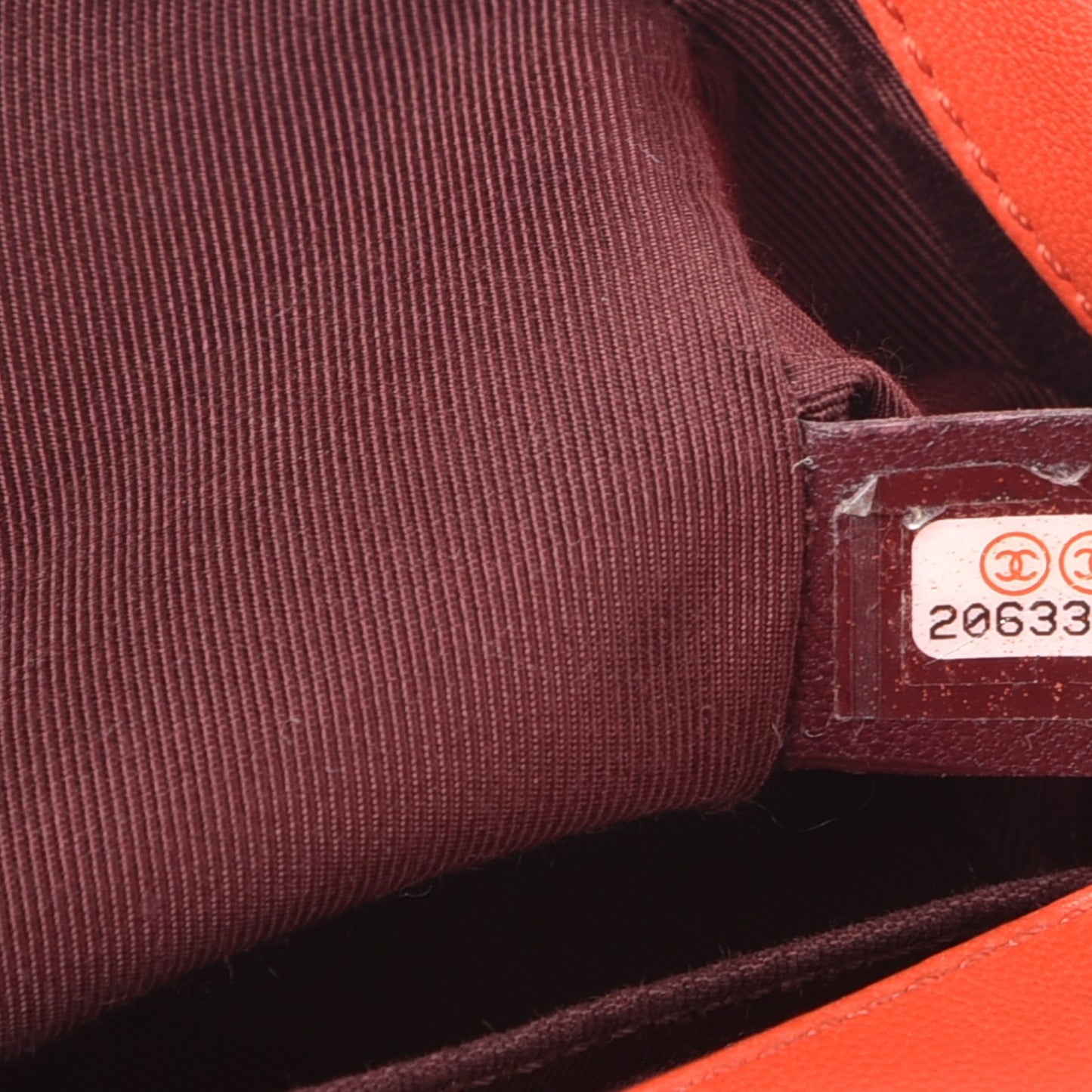 Wrinkled Lambskin Chevron Quilted Medium Boy Flap Orange