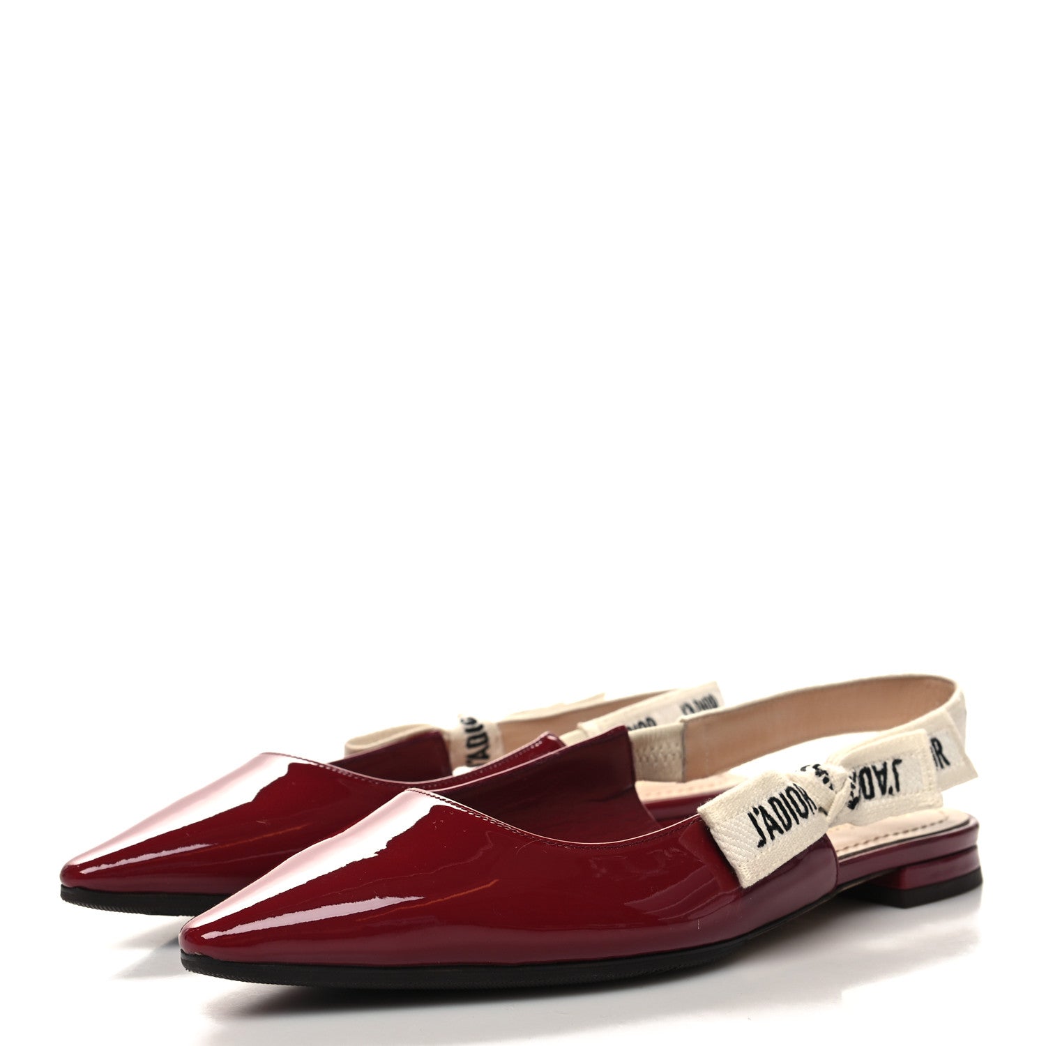 Christian Dior Patent Ribbon J'Adior Slingback Ballet Flats 35 Scarlet 3 of 8