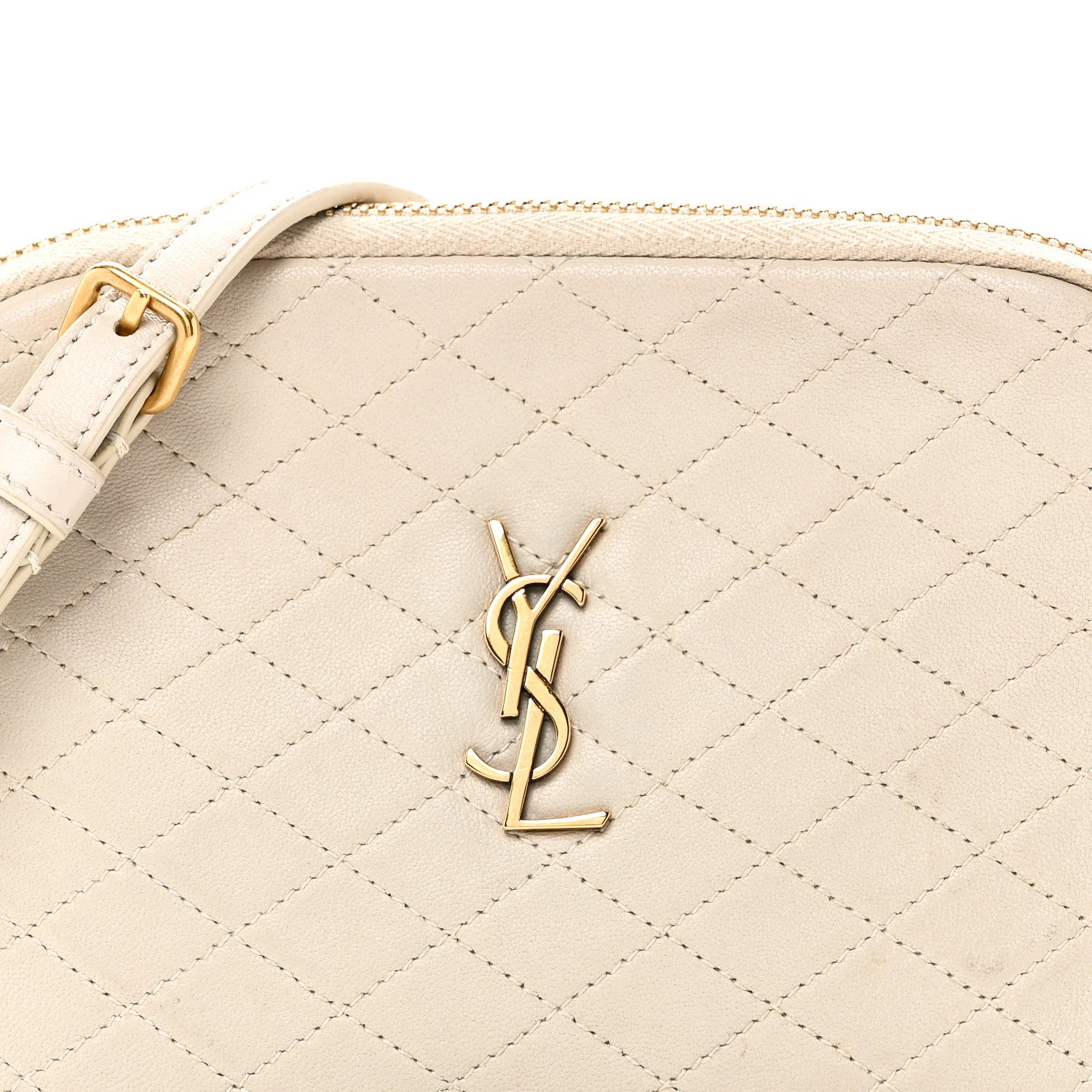 Saint Laurent Lambskin Quilted Gaby Zipped Pouch Crema Soft 7 of 10