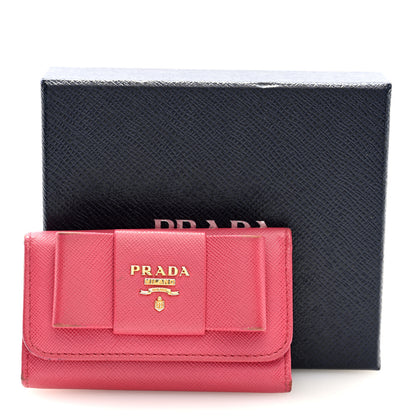 Prada Saffiano Fiocco Bow Metal 6 Key Holder Peonia 7 of 7