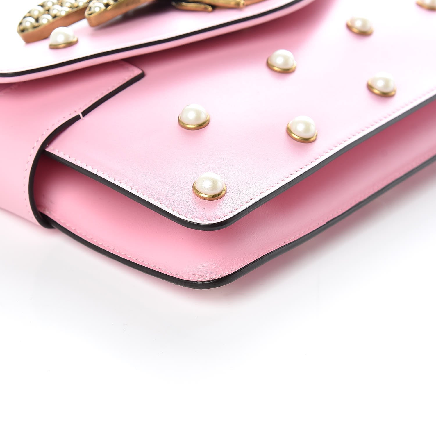 Gucci Nappa Pearl Studded Mini Queen Margaret Broadway Shoulder Bag Sugar Pink 7 of 11