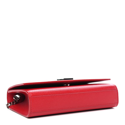 Saint Laurent Grain De Poudre Small Monogram Kate Satchel Red 3 of 4