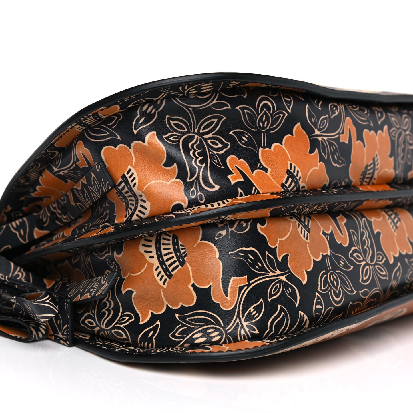 Calfskin Floral Print Mime Hobo Brown