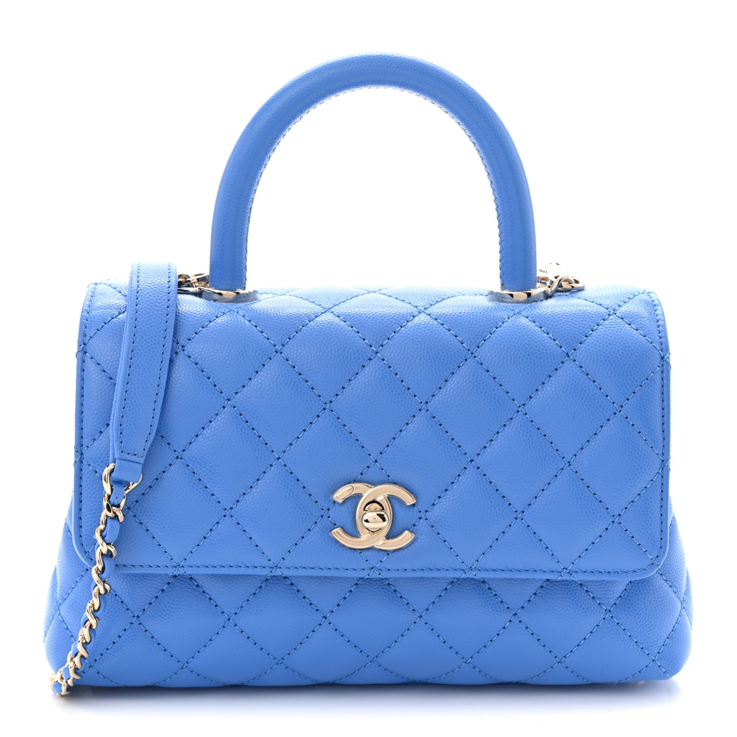 Caviar Quilted Mini Coco Handle Flap Blue