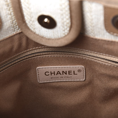 Chanel Straw Raffia Calfskin Striped Mini Deauville Tote Beige 8 of 10
