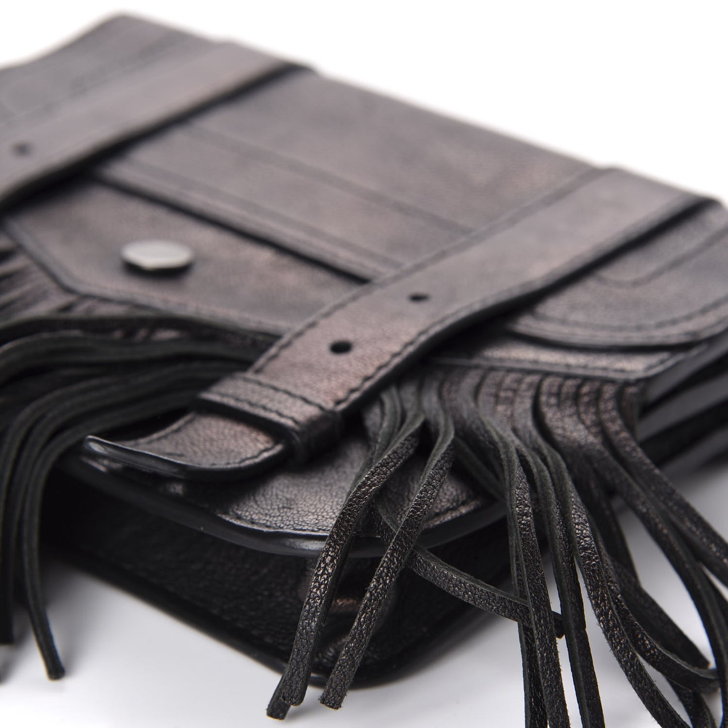Lambskin Fringe PS1 Chain Wallet Black
