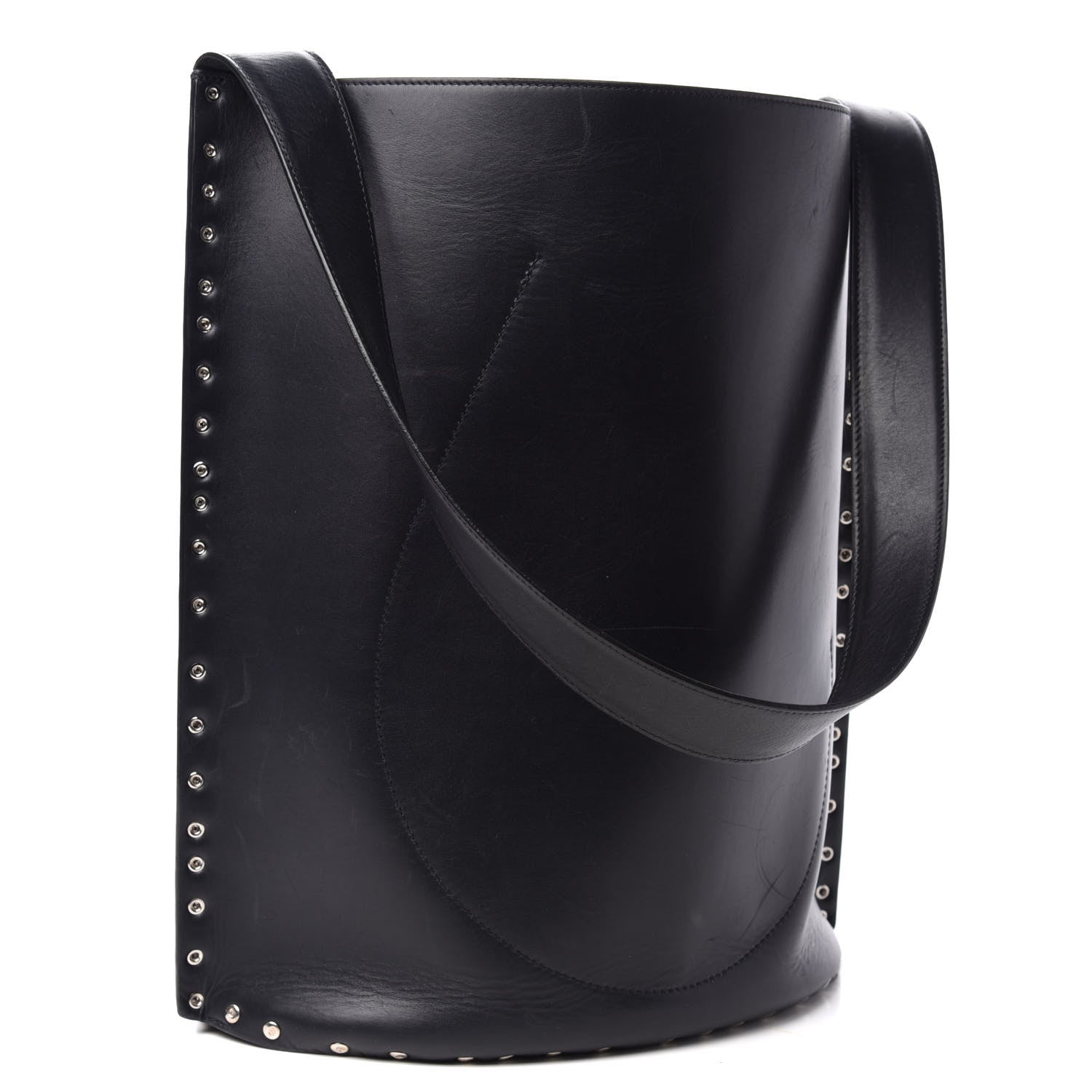 Celine Satinated Natural Calfskin Large Studs Bucket Shoulder Bag Dark Navy 3 of 10