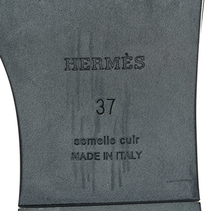 Hermes Box Calfskin Oran Sandals 37 Black 7 of 8