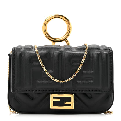 Fendi Nappa Matisse FF Embossed Nano Baguette Charm Black 1 of 11