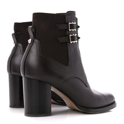 Valentino Garavani Calfskin Rockstud Double Buckle Beatle Chelsea 70mm Ankle Boots 38 Black 4 of 11