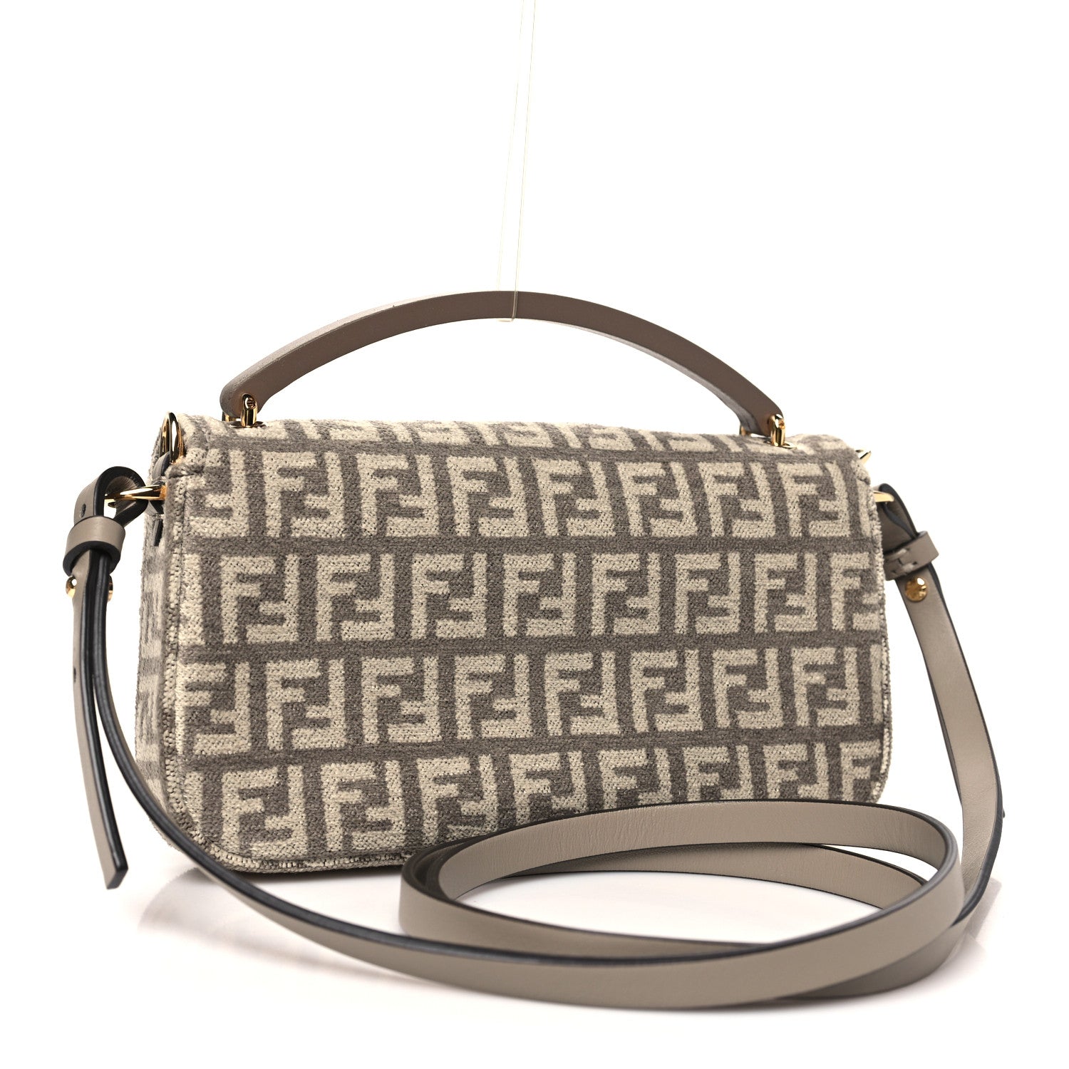 Fendi Chenille Vitello Micro FF Phone Baguette Tortora 3 of 11