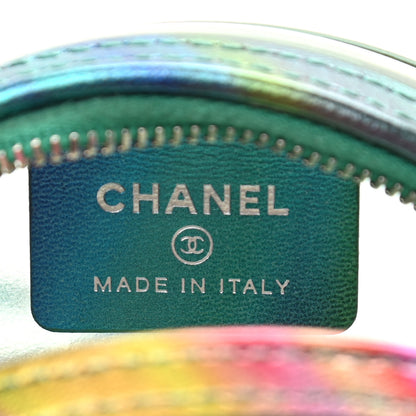 Chanel PVC Calfskin Lambskin Quilted Round Filigree Clutch With Chain Green 6 of 11