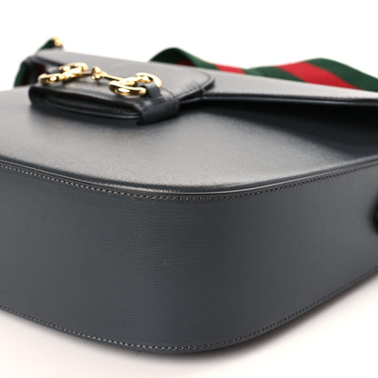 Gucci Azalea Calfskin Web Horsebit 1955 Shoulder Bag Graphite Grey 8 of 8