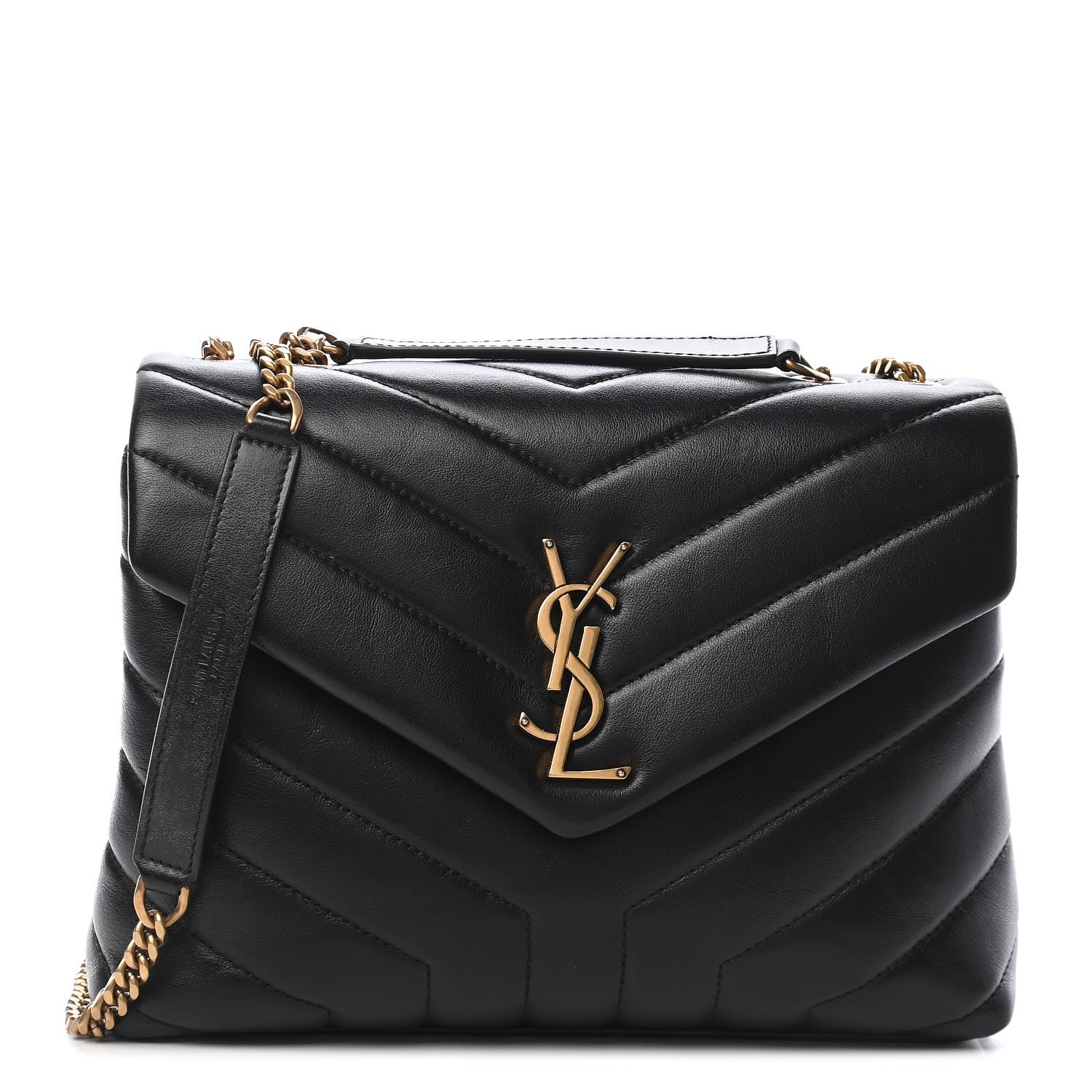 Saint Laurent Calfskin Y Quilted Monogram Small Loulou Chain Satchel Black 1 of 7