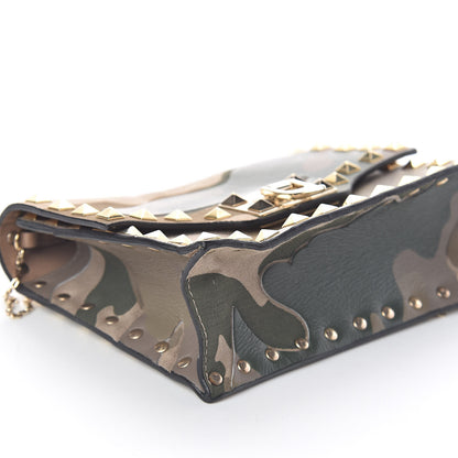 Valentino Garavani Nappa Canvas Camouflage Mini Rockstud Flip Lock Chain Crossbody Bag Safari 7 of 8