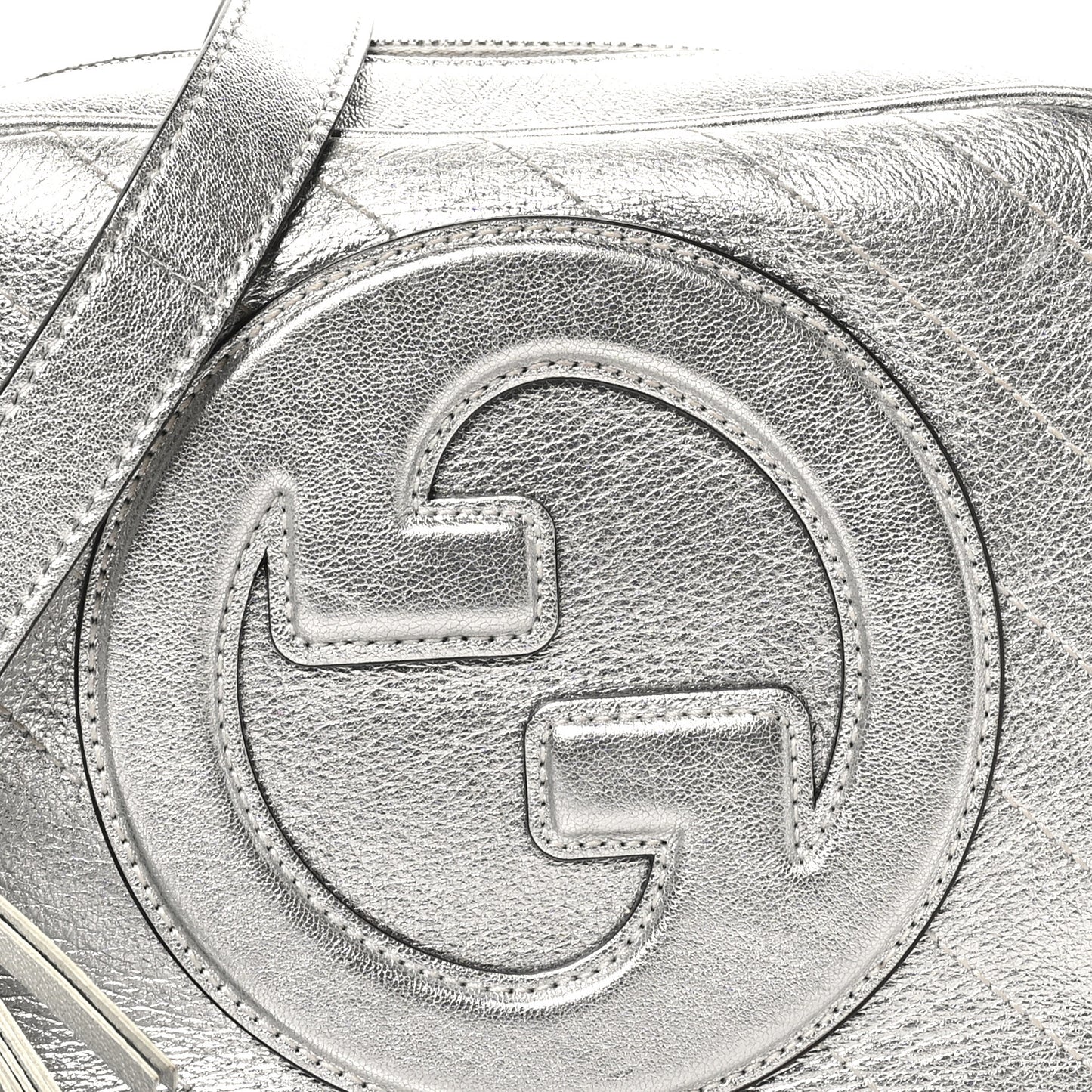 Metallic Sakai Be Green Calfskin Diagonal Stitched Small Blondie Shoulder Bag Silver