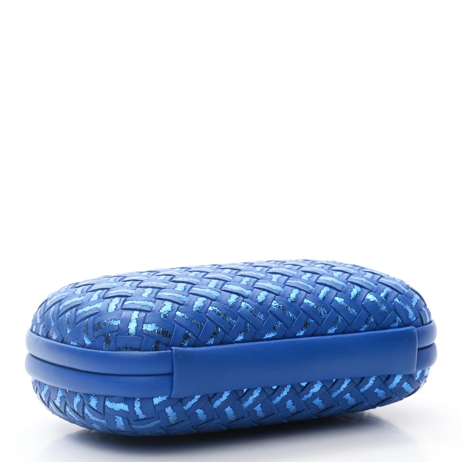 Bottega Veneta Nappa Intrecciato Metallic Placcato Knot Clutch Signal Blue 4 of 6