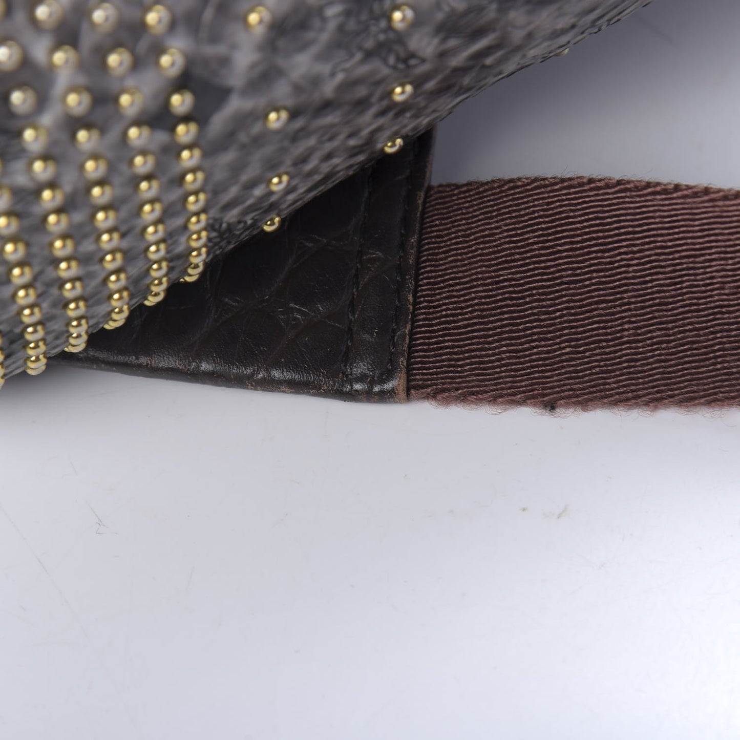 Visetos Snakeskin Printed Studded Small Stark Backpack Light Grey