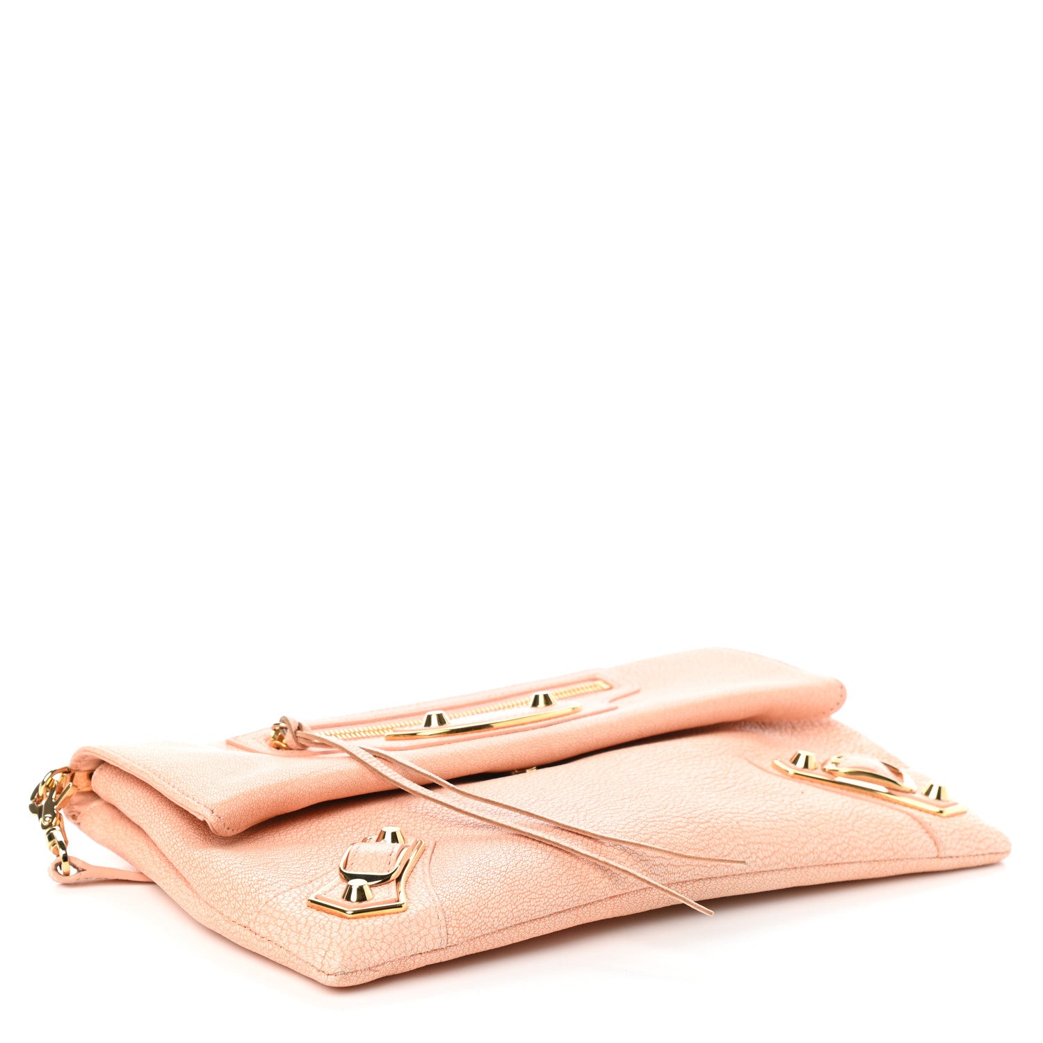 Balenciaga Chevre Gold Metallic Edge Hardware Envelope Clutch Rose Corail 4 of 9