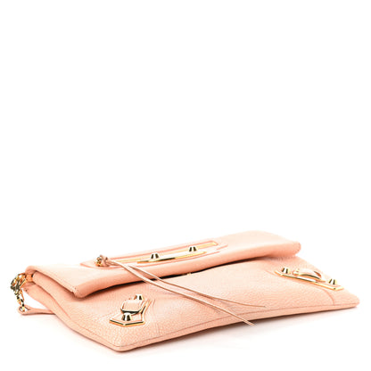 Balenciaga Chevre Gold Metallic Edge Hardware Envelope Clutch Rose Corail 4 of 9