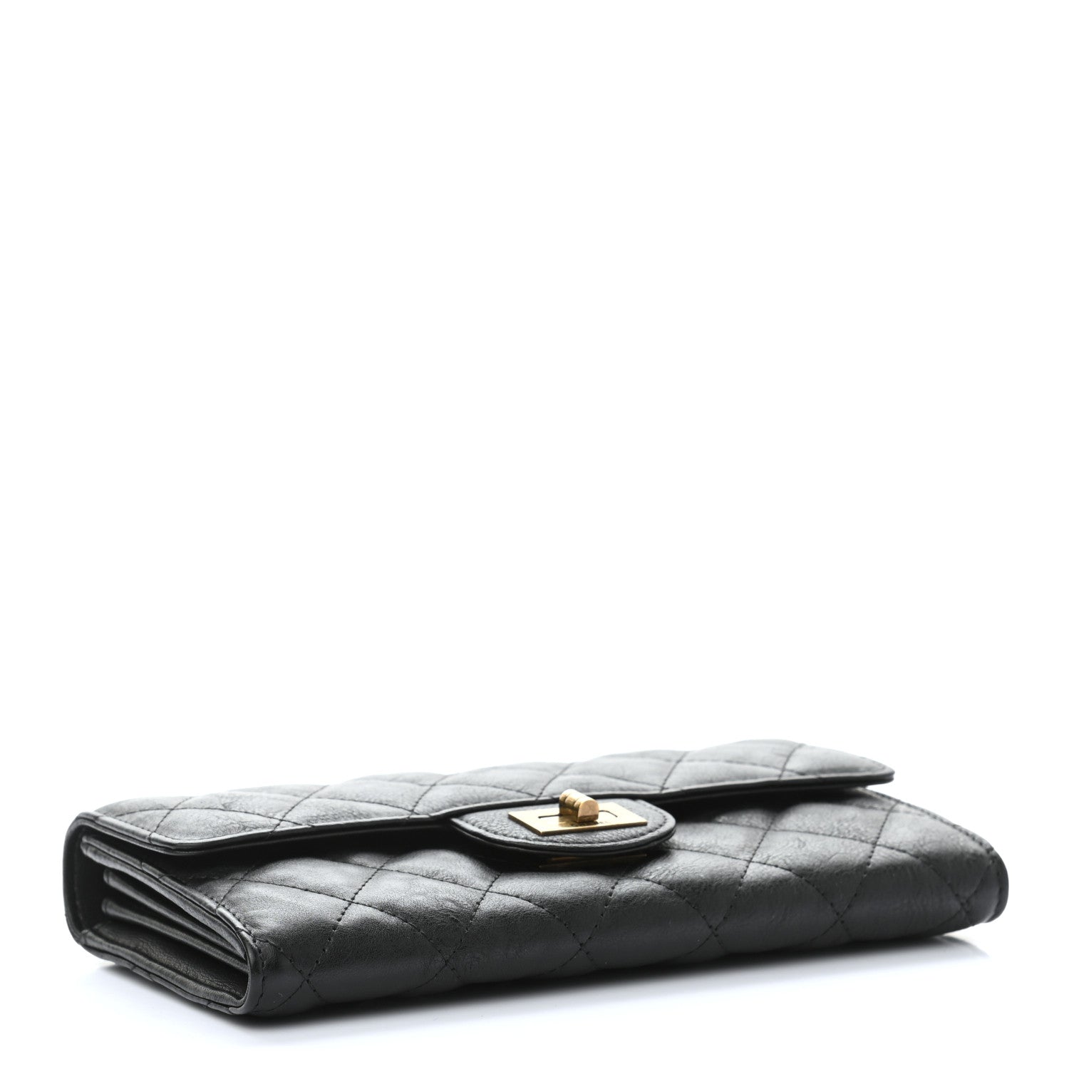 Chanel Crumpled Calfskin Quilted Large Reissue Gusset Flap Wallet Black 4 of 9