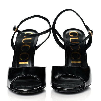 Gucci Regent Calfskin Peep Toe Sandals 37 Black 2 of 8