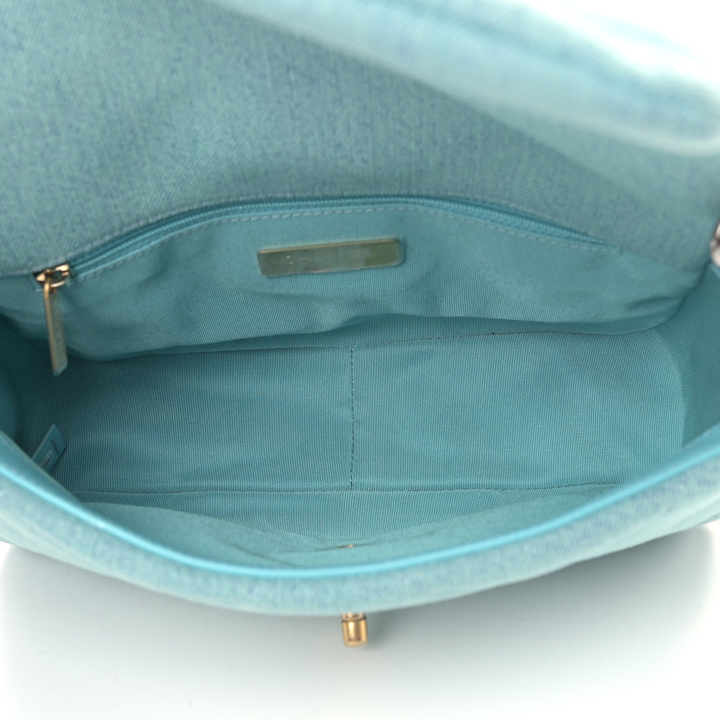 Denim Quilted Medium Chanel 19 Flap Neon Blue