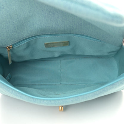 Chanel Denim Quilted Medium Chanel 19 Flap Neon Blue 5 of 9