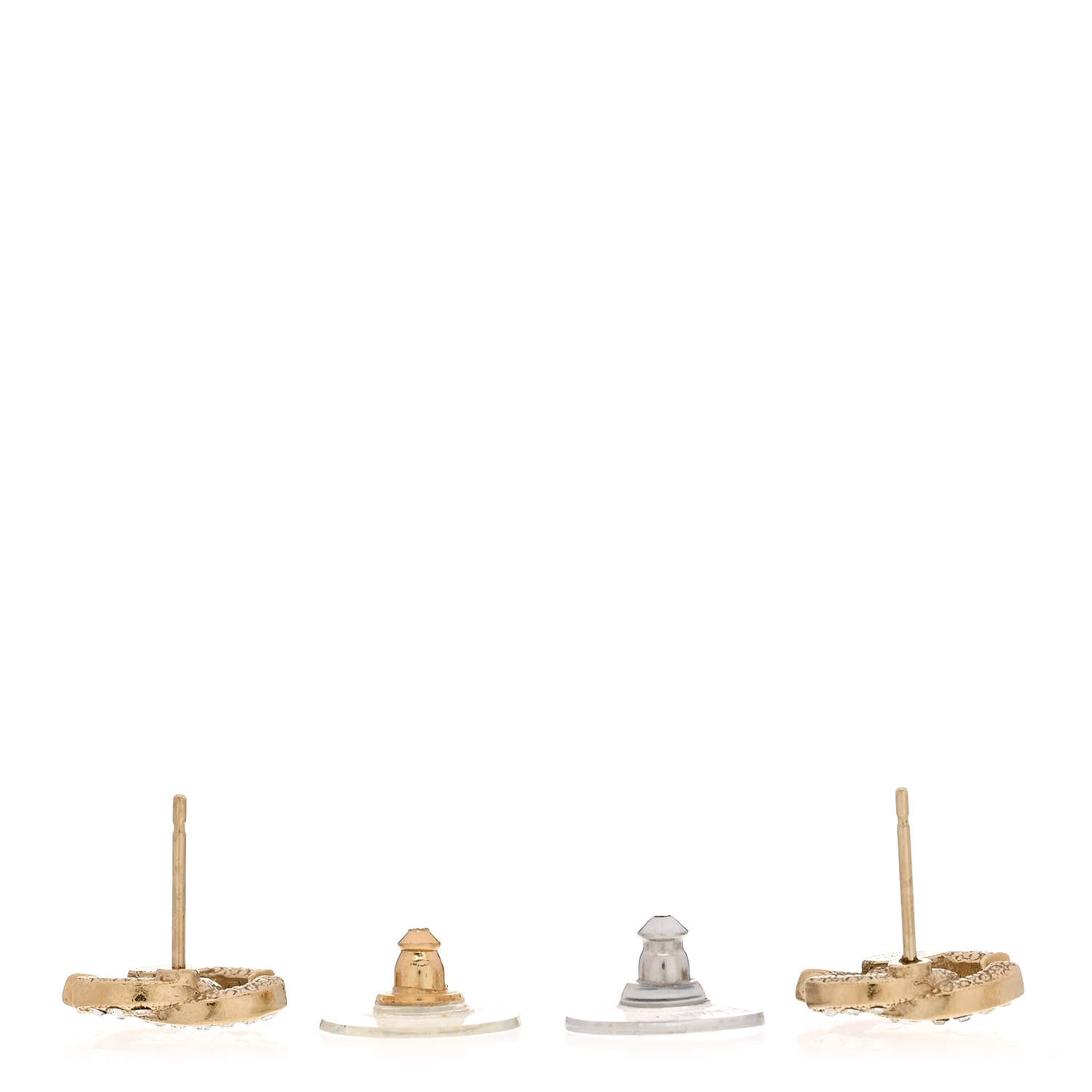 Chanel Crystal Mini Timeless CC Earrings Light Gold 3 of 5