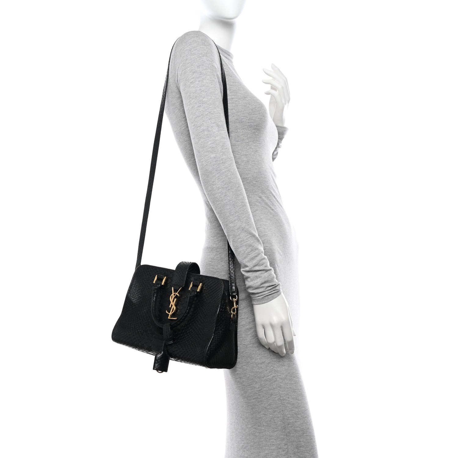 Saint Laurent Python Calfskin Embossed Monogram Baby Cabas Black 2 of 22