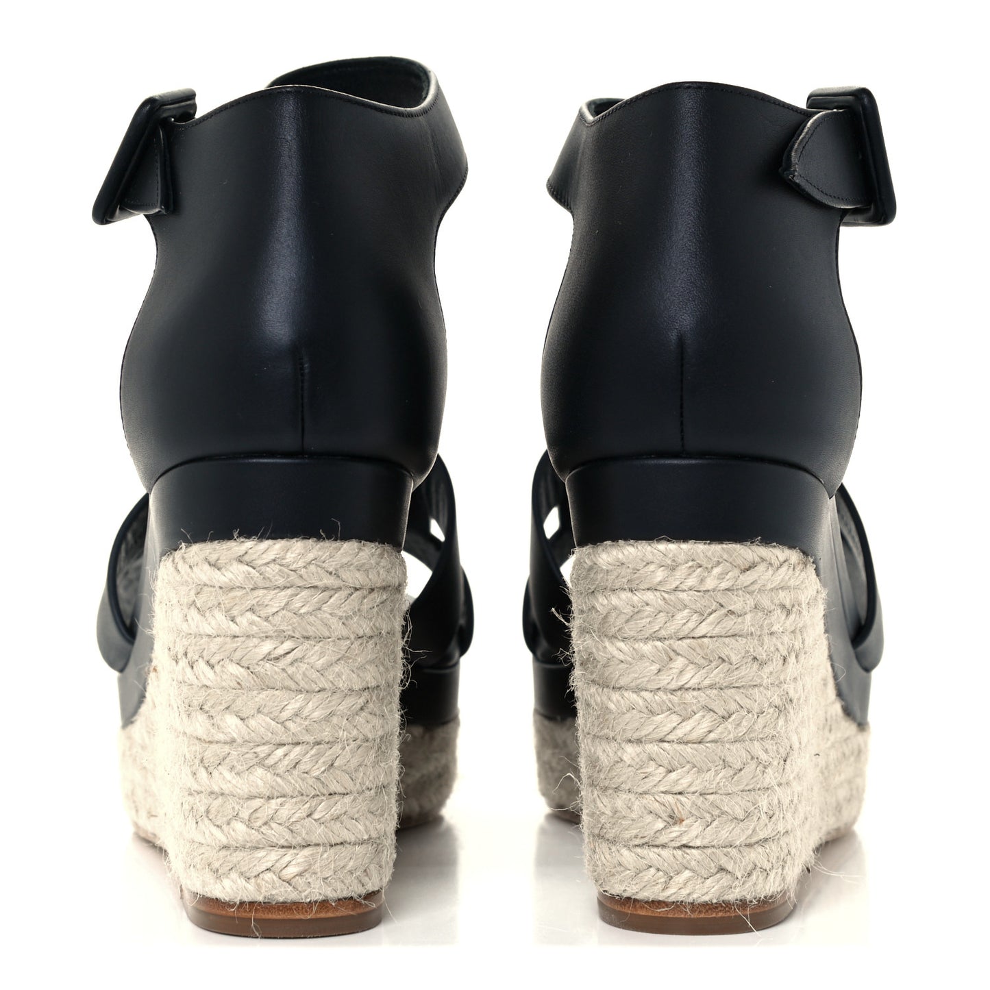 Calfskin Doll 60 Espadrille Wedge Sandals 37 Black
