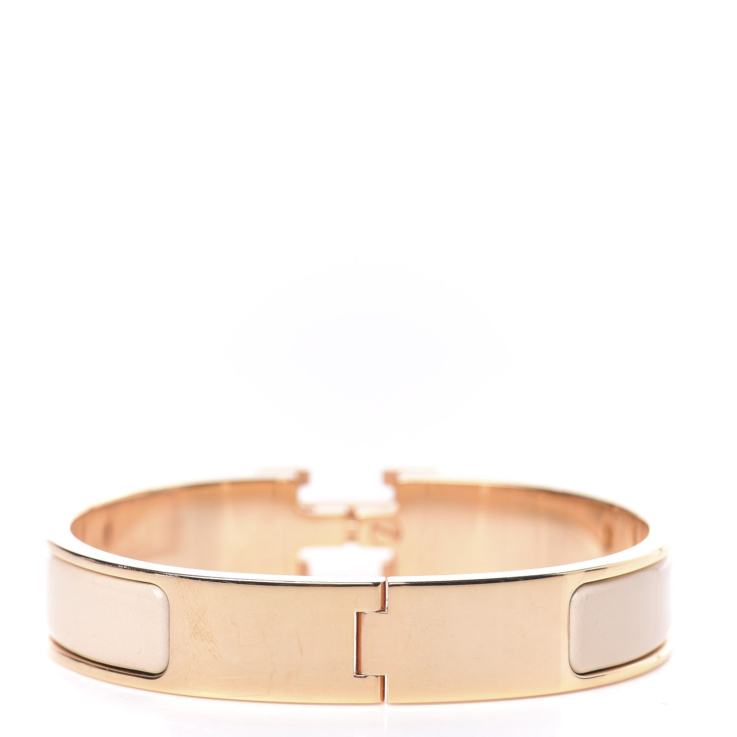 Hermes Enamel Narrow Clic Clac H Bracelet PM Beige Nacre 3 of 6