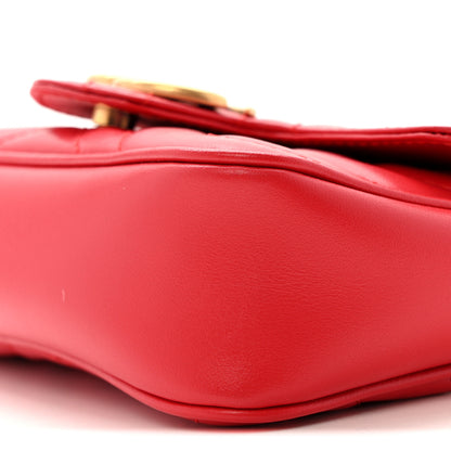 Gucci Calfskin Matelasse Super Mini GG Marmont Shoulder Bag Hibiscus Red 10 of 11