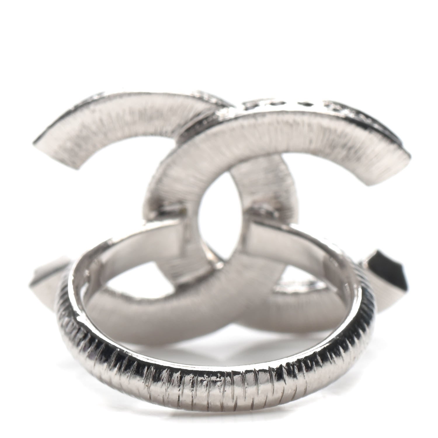 Chanel Crystal CC Ring 6 Silver Black 3 of 4
